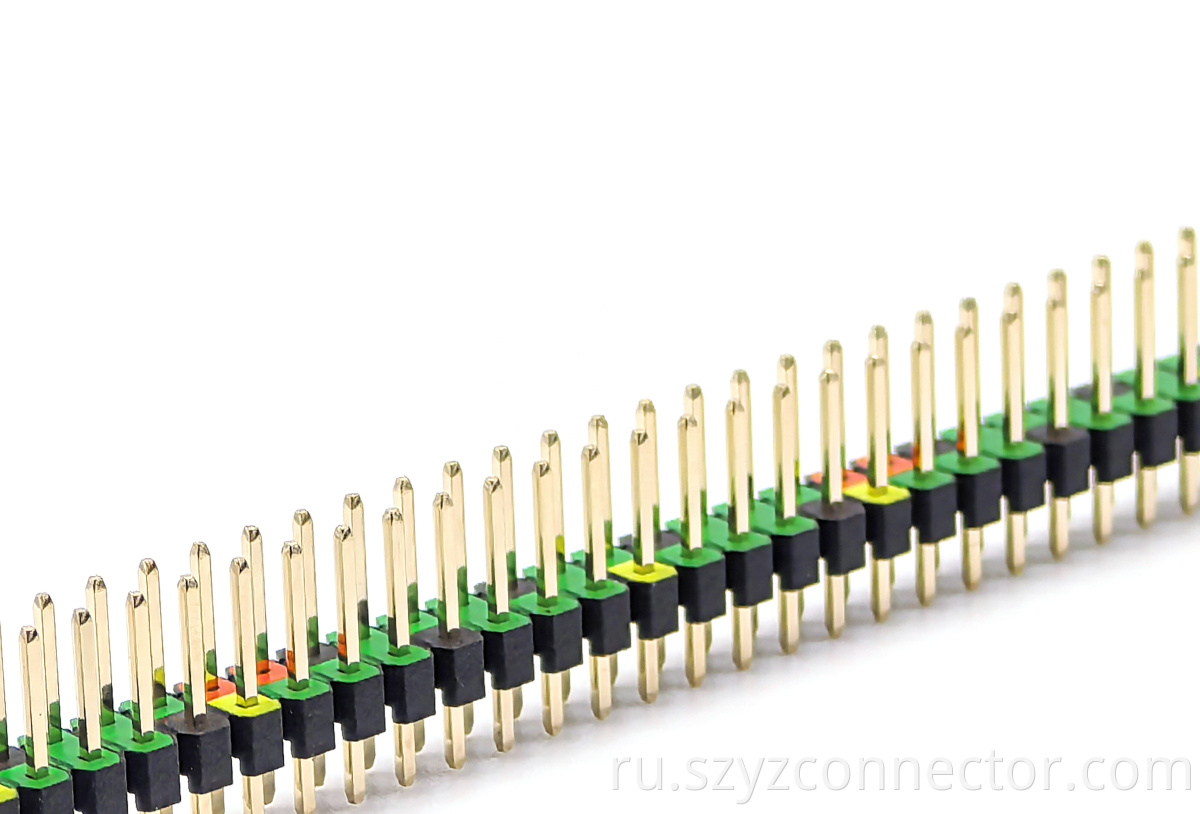 2.54mm Pitch Colored Pin Header Connector Dual Row Straight SQ0.64mm H:2.5mm 2*40P